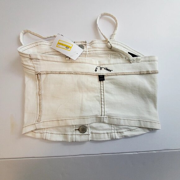 Art Class White Denim Crop Top With Button Front & Spaghetti Straps Medium (8) - Picture 12 of 13